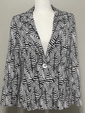 Joseph Ribkoff Womens Black & White Abstract Print Blazer Size 14 Career Luxury