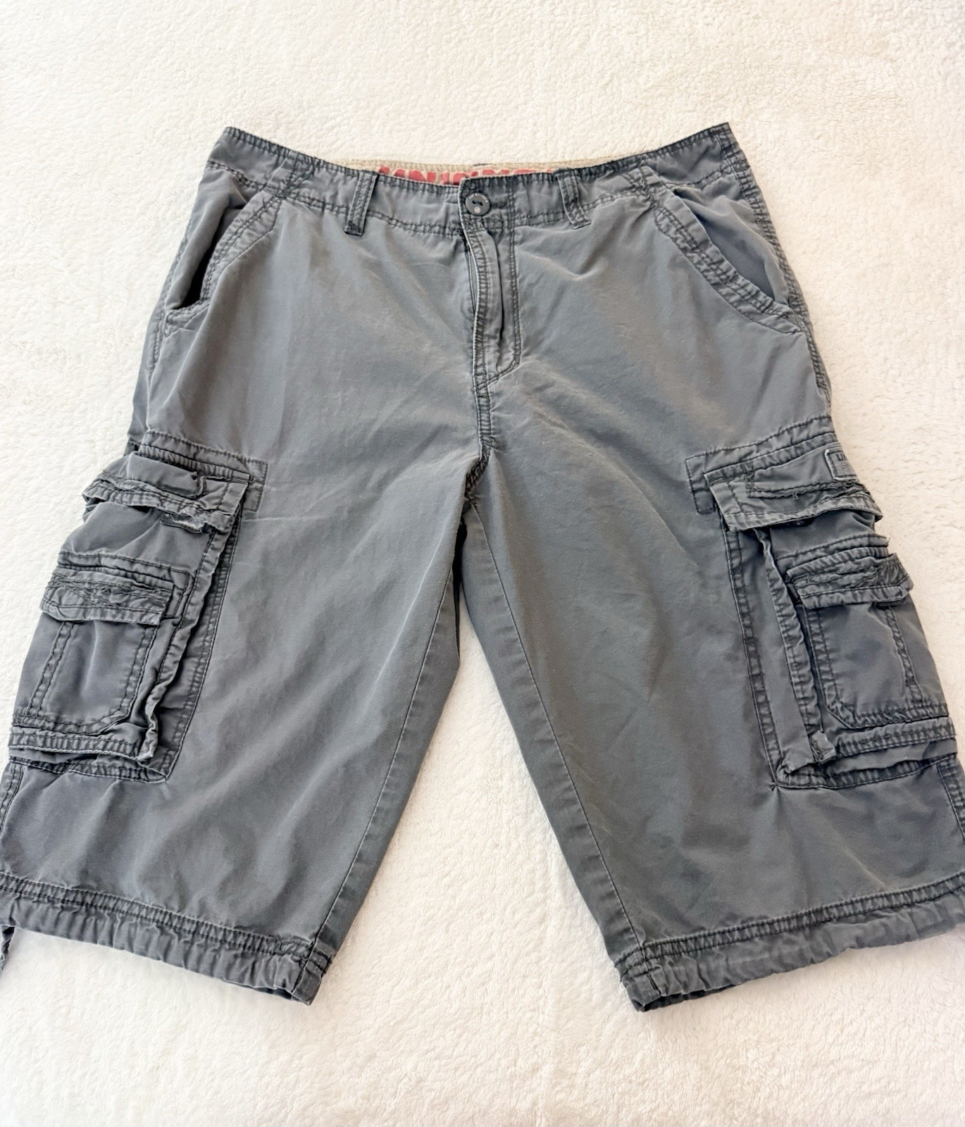Men’s Gray Cargo Shorts Size 38 Utility Tactical Casual Cotton