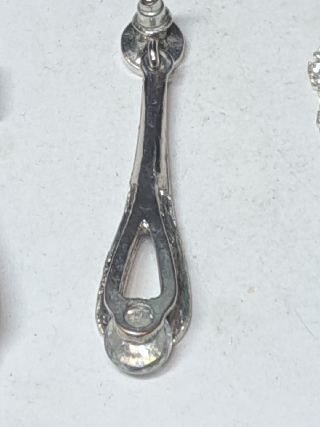 Dramatic Silver Tone Glitter Dangle Pierced Earri… - image 8