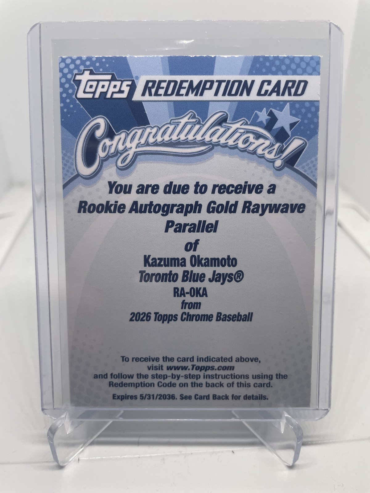 2026 Topps Chrome Baseball - Kazuma Okamoto Gold Raywave Rookie Auto Redmeption