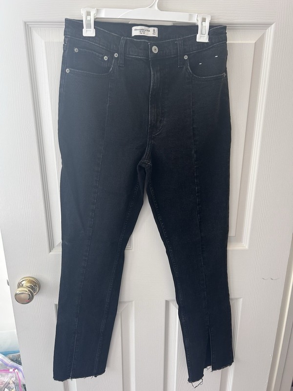 Abercrombie & Fitch black split hem skinny high rise jeans