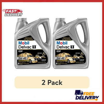 2PK Mobil Delvac 1 ESP Heavy Duty Full Synthetic Diesel Engine Oil 5W-40, 1 Gal