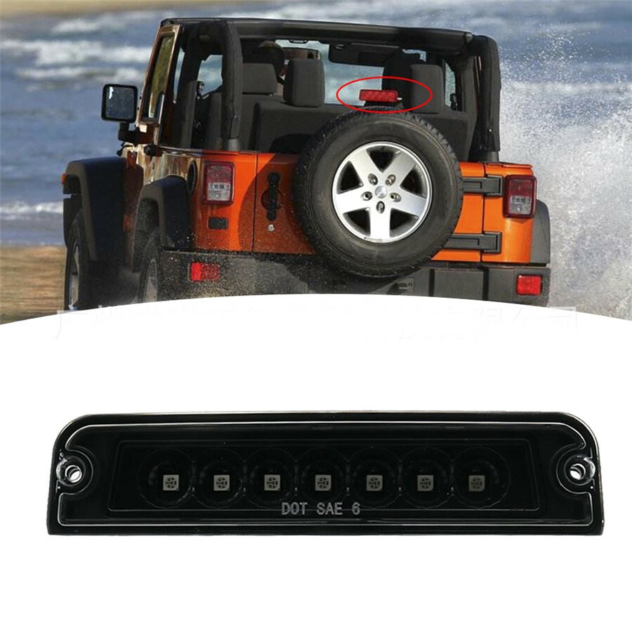 Red 7 LED Smoked 3rd Brake Tail Light Rear Lamp Lens For Jeep Wrangler TJ 97-06