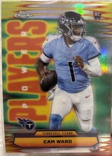 2025 Topps Chrome Football Power Players Refractor Cam Ward PP-8 RC Titans 