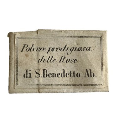 Reliquiar Relique Ancienne Pudere Prodigiosa delle Rose di S.Benedetto 19. Jh.