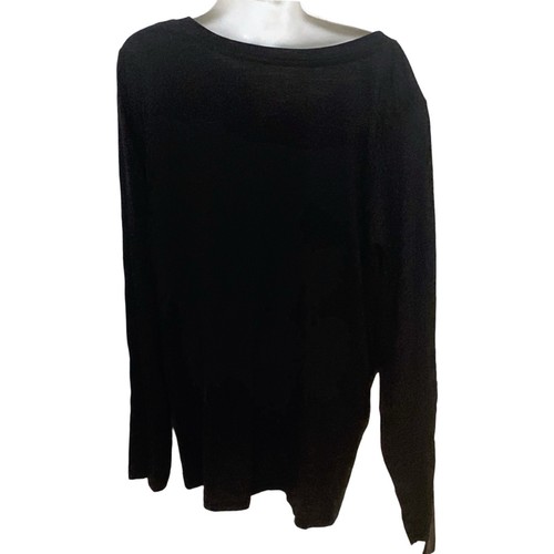Women's Sonoma Plus Size The Everyday Tee V-Neck Long Sleeve Shirt Size OX Black - Picture 2 of 8