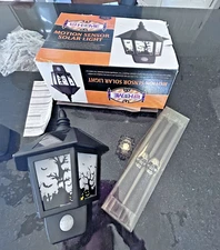 Halloween Motion Sensor Solar Light Outdoor Lantern Haunted Tree Bats Graveyard