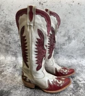Freebird by Steven Willie Red Cream Leather Tall Western Boots Women’s Size 9