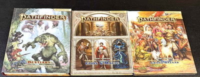 Pathfinder 2e Mixed Lot of 3 Hardcovers - Grand Bazaar, Bestiary, Lost Omens