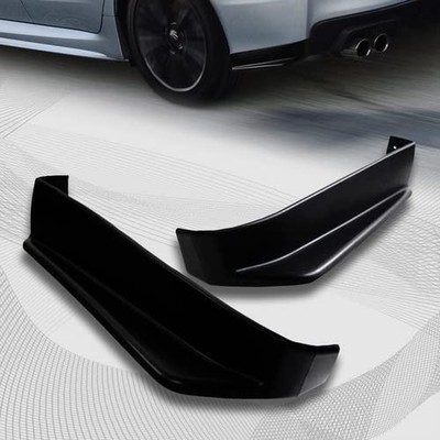 Black 2 Pieces Polyurethane Rear Bumper Lip Spoiler Splitter Side Body Kit
