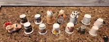 Lot Of 13 Thimbles Barnyard, VTG horse Scenes...