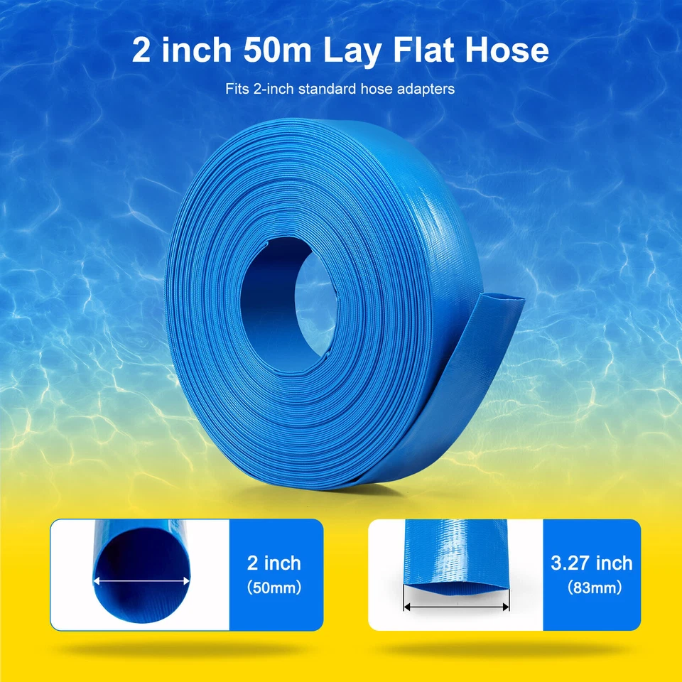 2 Inch 50mm PVC Layflat Hose Water Pump Transfer Lay Flat Outlet 15/25/30/50m  - image 3 of 4