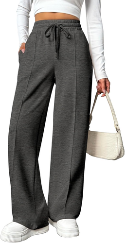 Wide Leg Sweatpants Women High Waisted Baggy Sweat Pants Elastic Elevated Seams