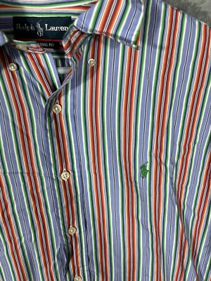 Ralph Lauren Button Down Up Shirt Sea Soft Linen Short Sleeve Sz L