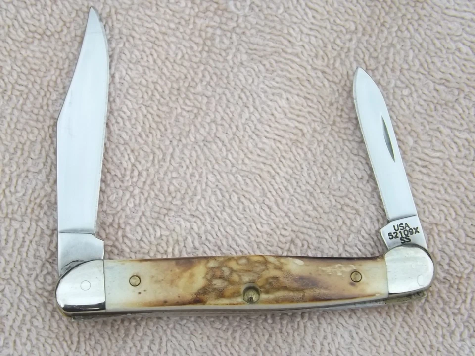 Navaja de bolsillo RUGER 2005 Case XX FAT BURNT STAG mango bebé cabeza de cobre 52109x Foto 3 de 4