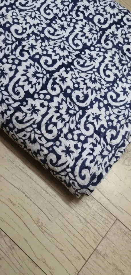 Colcha floral Kantha tamaño queen colcha ropa de cama manta edredón hecho a mano Foto 2 de 4