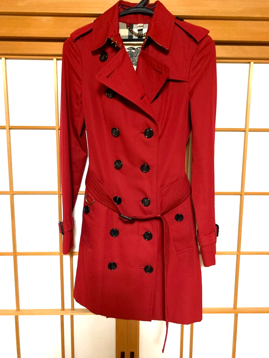 Burberry Woman The Sandringham Red Trench Coat Linen Check Logo