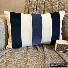 Decorative Blue Lumbar Pillow Cover Modern Velvet - Swathe Navy