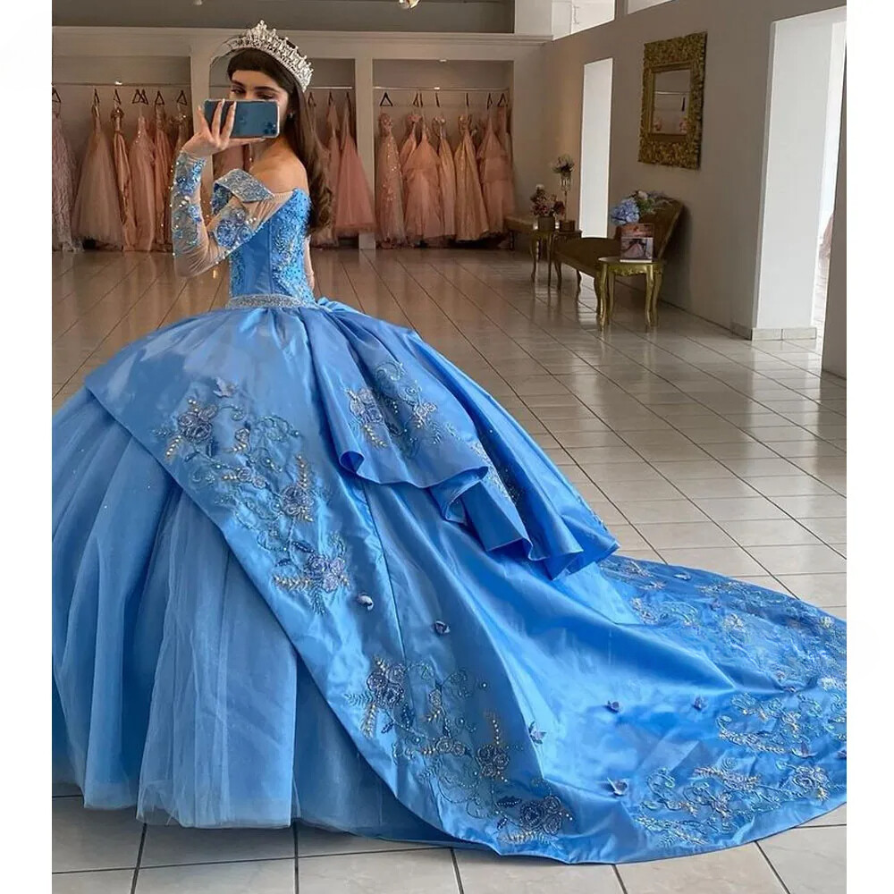 corset evening dress J'Adore Dresses J23025 Color:Ocean-Blue Web Collection: Pre-spring Pleated V-Neck Bridesmaid Dress