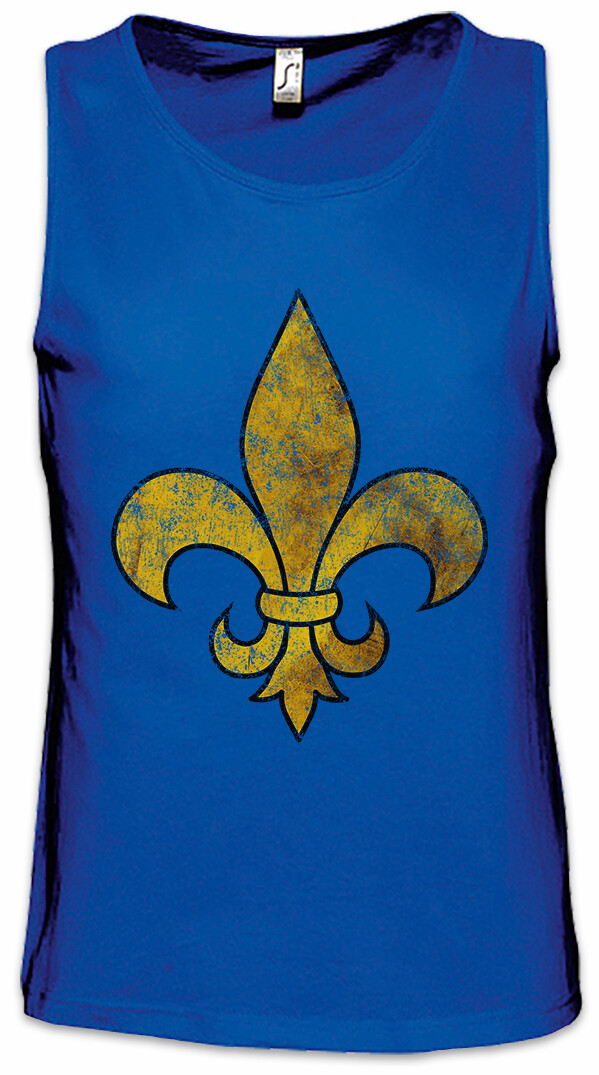 Camiseta sin mangas Fleur De Lis para hombre Sol Royal Louis Francia Sun King Cross King