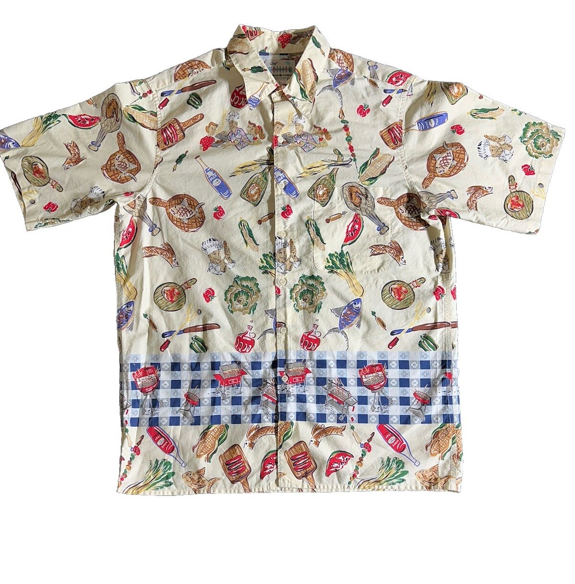 REYN SPOONER 1990s Picnic Barbeque Shirt Fathers Day Dad Cookout