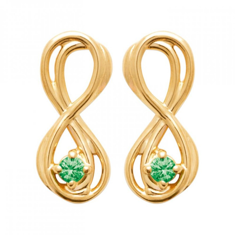 Boucles d'oreilles infini cristal vert plaqué or, le cadeau idéal pour elle