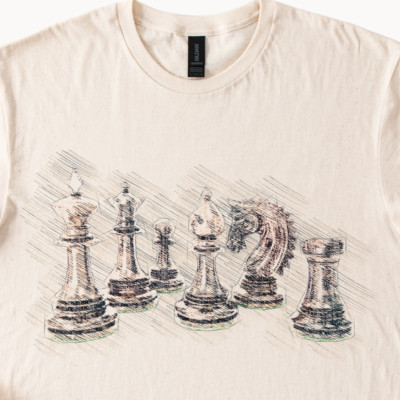 Chess Lovers Graphic T-shirt, Unique Chess Pieces Art Shirt, Casual Chess Fan