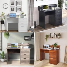 Computer Desk Home Office PC Laptop Gaming Table With 3 Drawers and Shelves