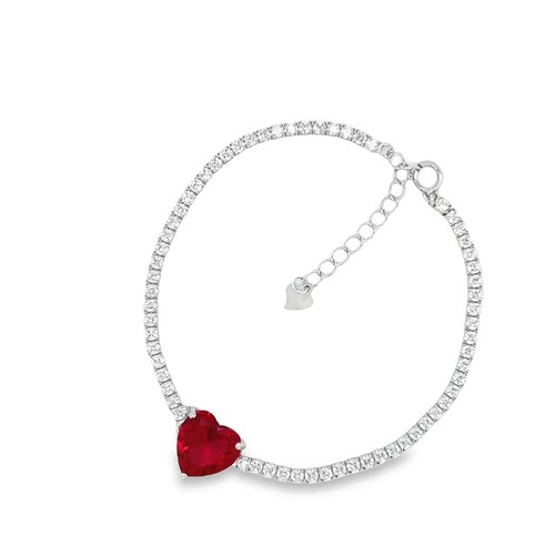 6Ct Heart Lab-Created Diamond Womens Fancy Beauty Bracelet 14K White Gold Plated - Picture 4 of 4
