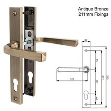 Heritage Composite Door Handle Pair UPVC Sprung Lever Set 92PZ 211mm Fix Mila 