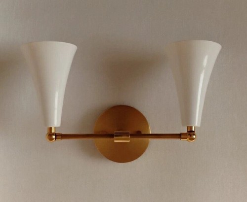 1950's Mid Century Modern Brass Italian Wall Sconce Stilnovo Wall Fixture Lamp - Picture 5 of 5
