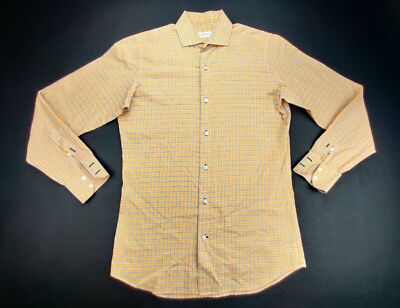 D Jones Clothier Mens Medium Button Down Long Sleeve Yell/Black/White/Navy Shirt