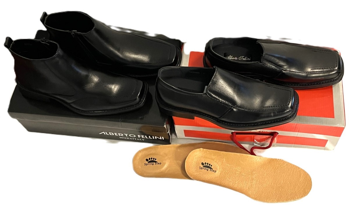 Alberto Fellini Men's: Black Dress Shoes S Black Boots S NEW IN BOX  NIB