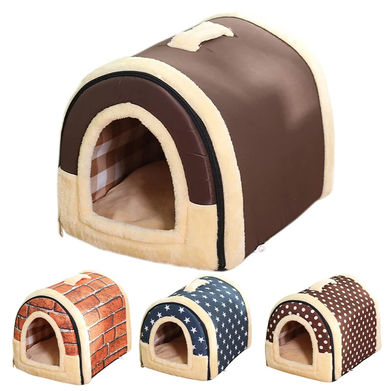 Pet Dog House Kennel Soft Igloo Beds Cave Cat Puppy Bed Doggy Warm Cushion Fold - image 2 of 4