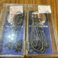 2 Packs Vintage Eagle Claw Wright&McGill Worm RP 4/0 Hooks Bronze 295JB