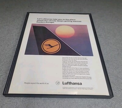 Lufthansa Airlines Print Ad 1990 Framed 8.5x11 