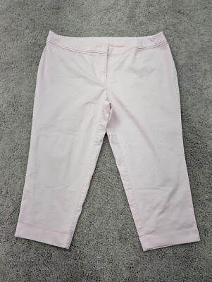 Avenue Capri Pants Womens 22 Plus Pink Stretch Chino Folded Hem
