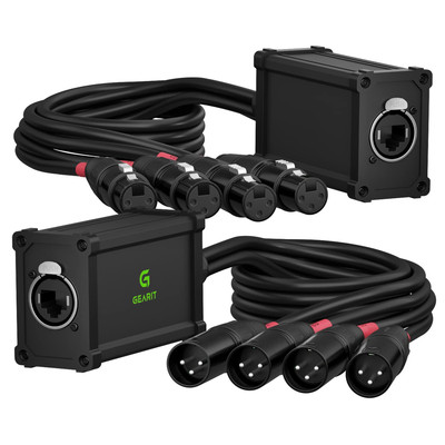 Gearit 4 Channel Snake (2Ft Breakout Cable) 3Pin XLR to Ethercon RJ45 Cat5/Cat6 