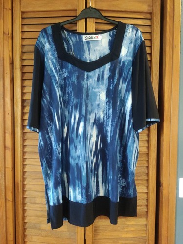 Tuniquefleurie Femme 'Si Belle Et' - Taille 50/52 (grande Taille) - Noir Et Blanc, Neuve