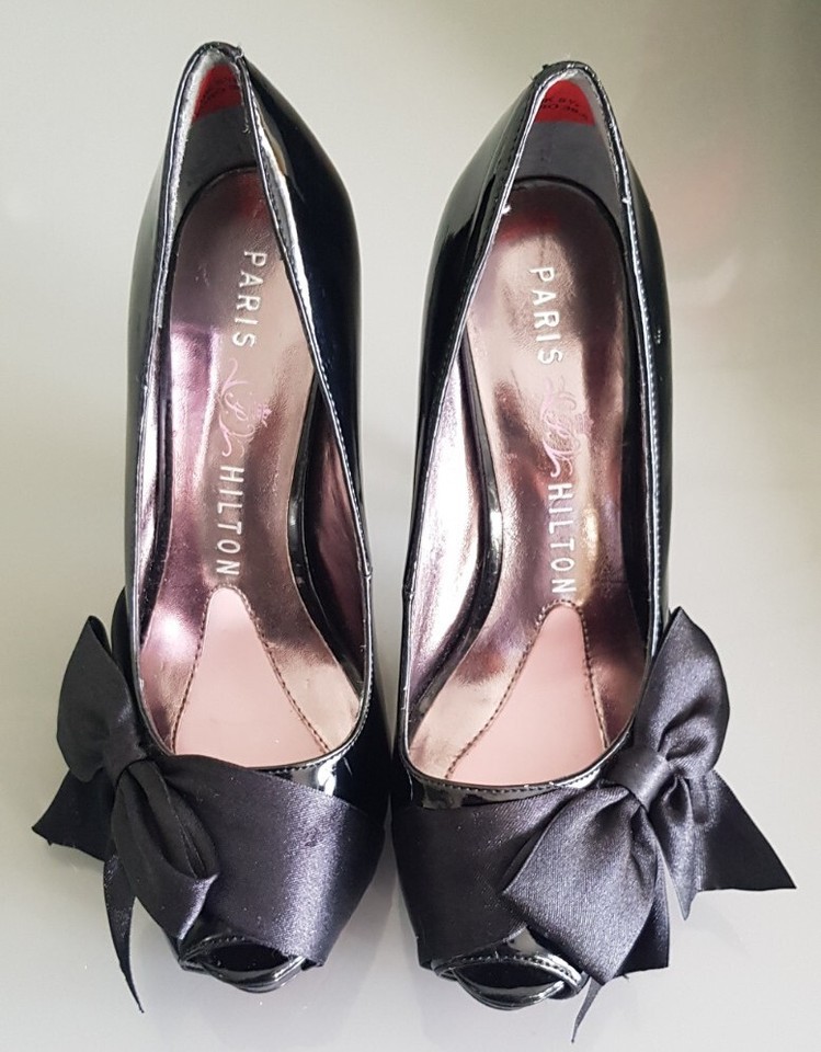 Paris Hilton Black Patent Leather Ladies Platform Shoes UK Size 5.5 EU 38.5 eBay