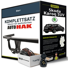 Für SKODA Karoq SUV Typ NU7 Anhängerkupplung starr +eSatz 7pol 11.2017-jetzt PKW