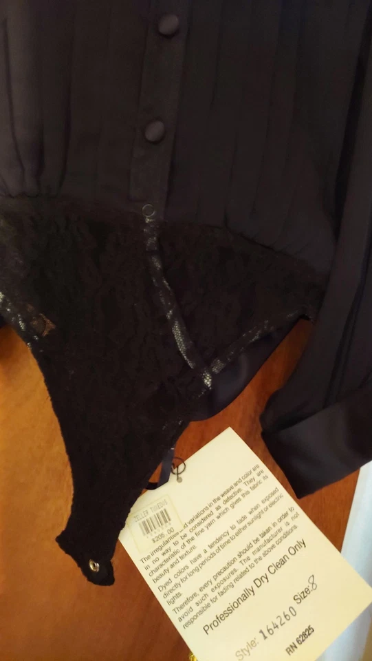 Body largo de encaje transparente negro formal Tadashi talla 8 vintage sl nuevo con etiquetas esmoquin Zeller Foto 3 de 4