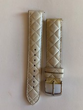 Michele 18mm Genuin White Quilted Leather Watch Strap MS18AA370156