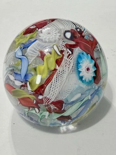 STUNNING! Vintage LATTICINO Zanfirico MURANO Art Glass Paperweight
