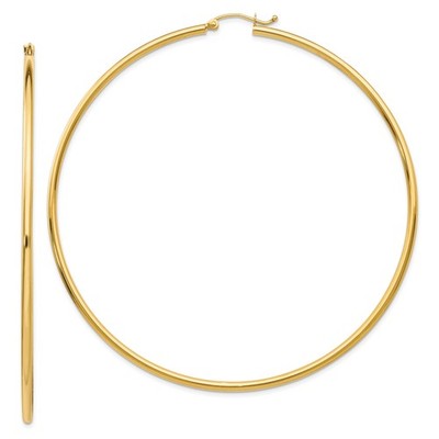14 Karat Gelbgold große Creolen Damen rund poliert minimalistisch Statement