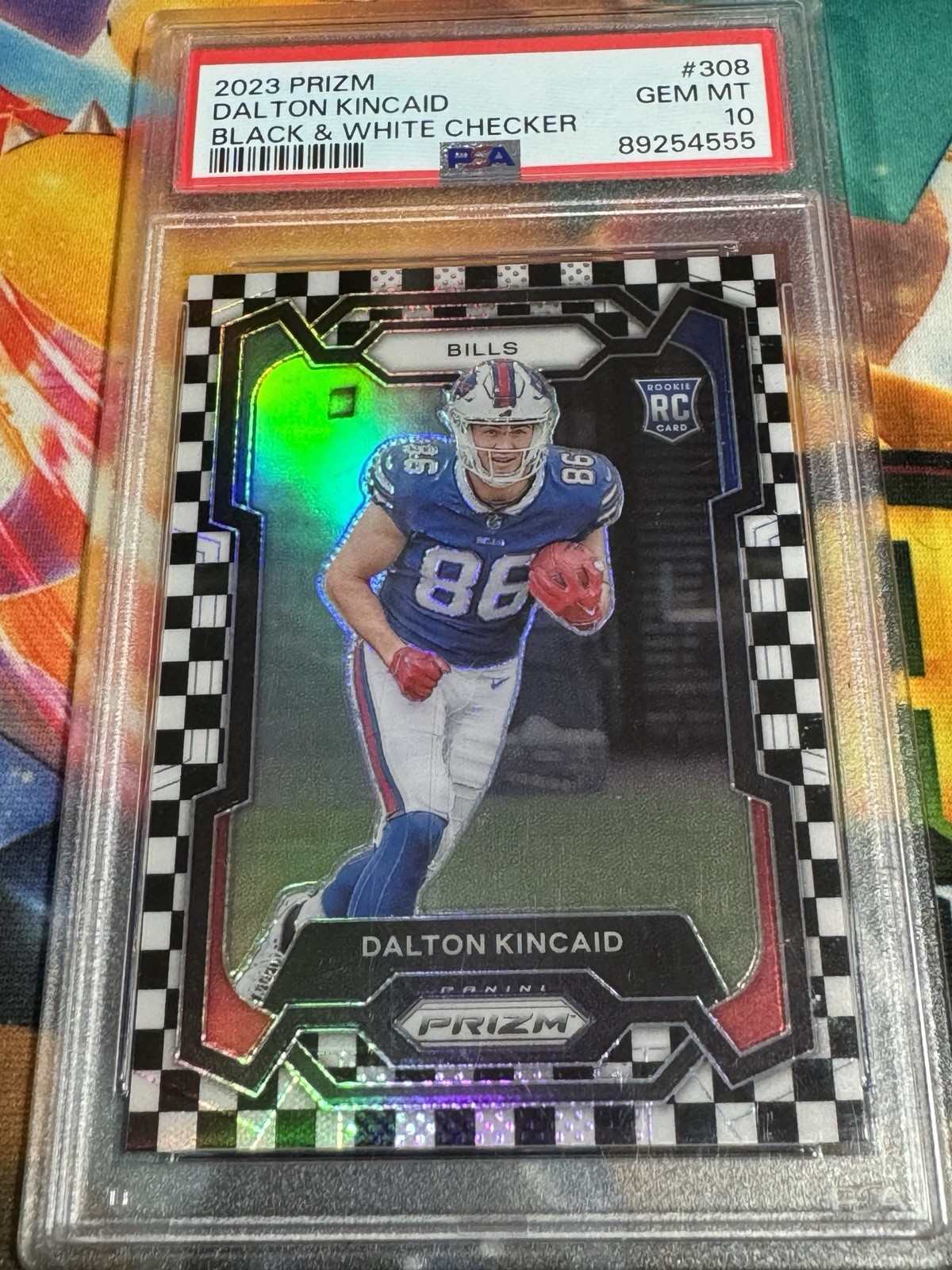 2023 Panini Prizm Black & White Checker Dalton Kincaid RC #308 PSA 10 bills