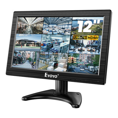 12'' 1366x768 HD Gaming Screen Raspi Monitor AV HDMI BNC VGA CCTV Security Moitor