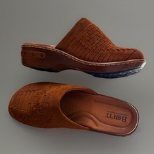Born Women's Brown Suede Leather Slip-On Studded Clogs Size 9 Western Mules