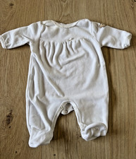 Steiff Strampler mit Fuß Samt weiß, Größe 56