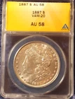 1887-P   MORGAN DOLLAR    *BRIGHT WHITE*   *NICE STRIKE*    AU-58  VAM-20